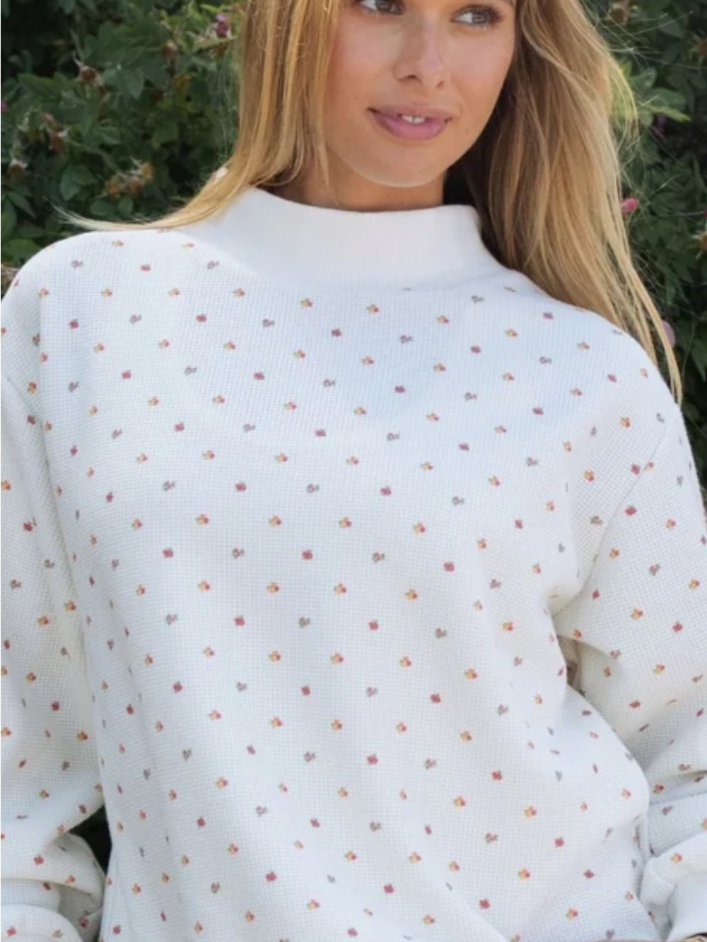 Parke Maggie & Emma Waffle Mockneck in Sunset Floral L/XL